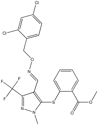 methyl 2-{[4-({[(2,4-dichlorobenzyl)oxy]imino}methyl)-1-methyl-3-(trifluoromethyl)-1H-pyrazol-5-yl]sulfanyl}benzenecarboxylate Struktur