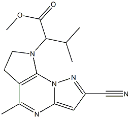 methyl 2-(2-cyano-5-methyl-6,7-dihydro-8H-pyrazolo[1,5-a]pyrrolo[3,2-e]pyrimidin-8-yl)-3-methylbutanoate Struktur