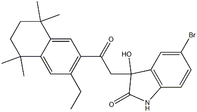 5-bromo-3-[2-(3-ethyl-5,5,8,8-tetramethyl-5,6,7,8-tetrahydronaphthalen-2-yl)-2-oxoethyl]-3-hydroxyindolin-2-one Struktur