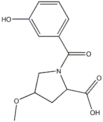 1-(3-hydroxybenzoyl)-4-methoxypyrrolidine-2-carboxylic acid Struktur