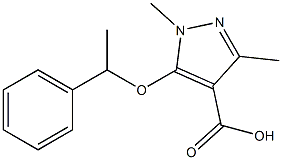 1,3-dimethyl-5-(1-phenylethoxy)-1H-pyrazole-4-carboxylic acid Struktur