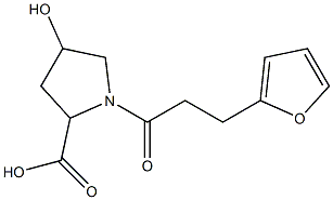 1-[3-(furan-2-yl)propanoyl]-4-hydroxypyrrolidine-2-carboxylic acid Struktur