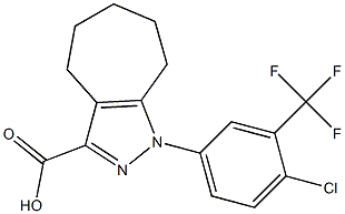 1-[4-chloro-3-(trifluoromethyl)phenyl]-1,4,5,6,7,8-hexahydrocyclohepta[c]pyrazole-3-carboxylic acid Struktur