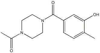 1-{4-[(3-hydroxy-4-methylphenyl)carbonyl]piperazin-1-yl}ethan-1-one Struktur