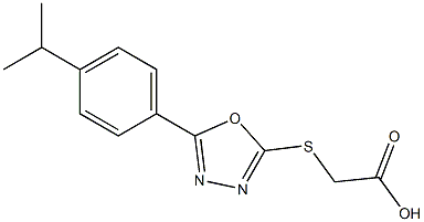 2-({5-[4-(propan-2-yl)phenyl]-1,3,4-oxadiazol-2-yl}sulfanyl)acetic acid Struktur