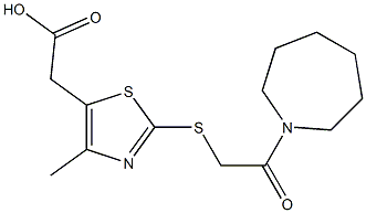 2-(2-{[2-(azepan-1-yl)-2-oxoethyl]sulfanyl}-4-methyl-1,3-thiazol-5-yl)acetic acid Struktur