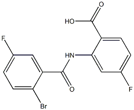 2-[(2-bromo-5-fluorobenzene)amido]-4-fluorobenzoic acid Struktur