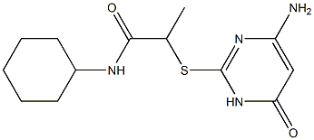 2-[(4-amino-6-oxo-1,6-dihydropyrimidin-2-yl)sulfanyl]-N-cyclohexylpropanamide Struktur