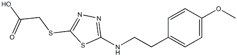 2-[(5-{[2-(4-methoxyphenyl)ethyl]amino}-1,3,4-thiadiazol-2-yl)sulfanyl]acetic acid Struktur