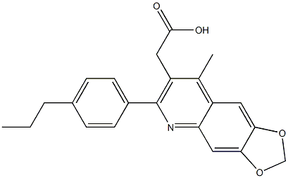 2-[8-methyl-6-(4-propylphenyl)-2H-[1,3]dioxolo[4,5-g]quinolin-7-yl]acetic acid Struktur