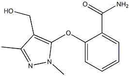 2-{[4-(hydroxymethyl)-1,3-dimethyl-1H-pyrazol-5-yl]oxy}benzamide Struktur