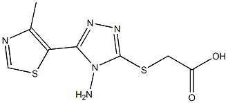 2-{[4-amino-5-(4-methyl-1,3-thiazol-5-yl)-4H-1,2,4-triazol-3-yl]sulfanyl}acetic acid Struktur