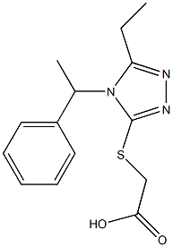 2-{[5-ethyl-4-(1-phenylethyl)-4H-1,2,4-triazol-3-yl]sulfanyl}acetic acid Struktur