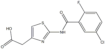 2-{2-[(5-chloro-2-fluorobenzene)amido]-1,3-thiazol-4-yl}acetic acid Struktur