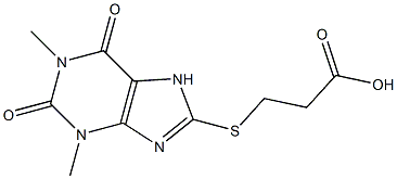 3-[(1,3-dimethyl-2,6-dioxo-2,3,6,7-tetrahydro-1H-purin-8-yl)thio]propanoic acid Struktur