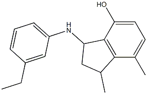 3-[(3-ethylphenyl)amino]-1,7-dimethyl-2,3-dihydro-1H-inden-4-ol Struktur