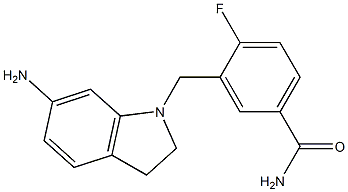 3-[(6-amino-2,3-dihydro-1H-indol-1-yl)methyl]-4-fluorobenzamide Struktur