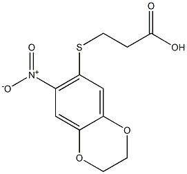 3-[(7-nitro-2,3-dihydro-1,4-benzodioxin-6-yl)sulfanyl]propanoic acid Struktur