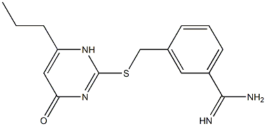 3-{[(4-oxo-6-propyl-1,4-dihydropyrimidin-2-yl)sulfanyl]methyl}benzene-1-carboximidamide Struktur