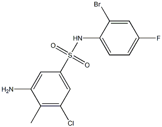 3-amino-N-(2-bromo-4-fluorophenyl)-5-chloro-4-methylbenzene-1-sulfonamide Struktur