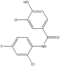 3-chloro-N-(2-chloro-4-fluorophenyl)-4-hydroxybenzamide Struktur