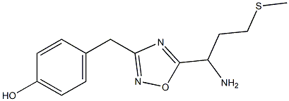 4-({5-[1-amino-3-(methylsulfanyl)propyl]-1,2,4-oxadiazol-3-yl}methyl)phenol Struktur