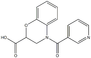 4-(pyridin-3-ylcarbonyl)-3,4-dihydro-2H-1,4-benzoxazine-2-carboxylic acid Struktur