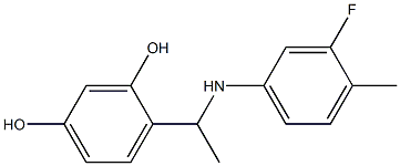 4-{1-[(3-fluoro-4-methylphenyl)amino]ethyl}benzene-1,3-diol Struktur