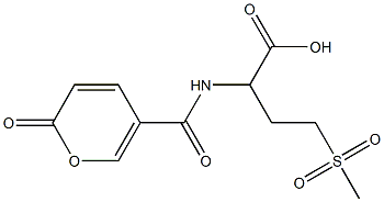 4-methanesulfonyl-2-[(2-oxo-2H-pyran-5-yl)formamido]butanoic acid Struktur