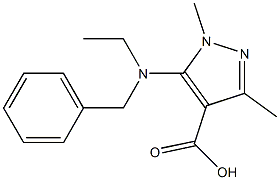 5-[benzyl(ethyl)amino]-1,3-dimethyl-1H-pyrazole-4-carboxylic acid Struktur