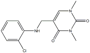 5-{[(2-chlorophenyl)amino]methyl}-1,3-dimethyl-1,2,3,4-tetrahydropyrimidine-2,4-dione Struktur