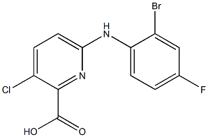 6-[(2-bromo-4-fluorophenyl)amino]-3-chloropyridine-2-carboxylic acid Struktur