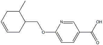 6-[(6-methylcyclohex-3-en-1-yl)methoxy]pyridine-3-carboxylic acid Struktur