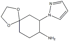 7-(1H-pyrazol-1-yl)-1,4-dioxaspiro[4.5]dec-8-ylamine Struktur