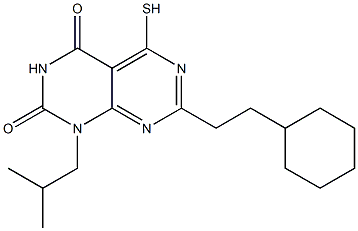 7-(2-Cyclohexyl-ethyl)-1-isobutyl-5-mercapto-1H-pyrimido[4,5-d]pyrimidine-2,4-dione Struktur