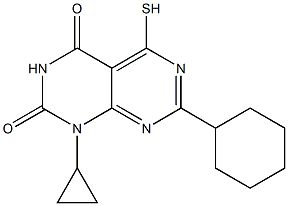 7-cyclohexyl-1-cyclopropyl-5-mercaptopyrimido[4,5-d]pyrimidine-2,4(1H,3H)-dione Struktur