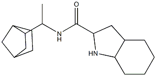 N-(1-{bicyclo[2.2.1]heptan-2-yl}ethyl)-octahydro-1H-indole-2-carboxamide Struktur