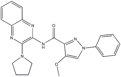 1H-Pyrazole-3-carboxamide,  4-methoxy-1-phenyl-N-[3-(1-pyrrolidinyl)-2-quinoxalinyl]- Struktur