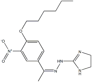 1-{4-(hexyloxy)-3-nitrophenyl}ethanone 4,5-dihydro-1H-imidazol-2-ylhydrazone Struktur