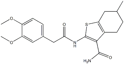 2-{[(3,4-dimethoxyphenyl)acetyl]amino}-6-methyl-4,5,6,7-tetrahydro-1-benzothiophene-3-carboxamide Struktur