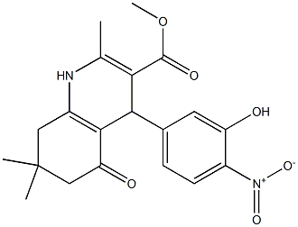 methyl 4-{3-hydroxy-4-nitrophenyl}-2,7,7-trimethyl-5-oxo-1,4,5,6,7,8-hexahydro-3-quinolinecarboxylate Struktur