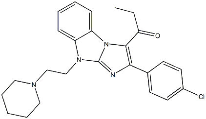 1-{2-(4-chlorophenyl)-9-[2-(1-piperidinyl)ethyl]-9H-imidazo[1,2-a]benzimidazol-3-yl}-1-propanone Struktur