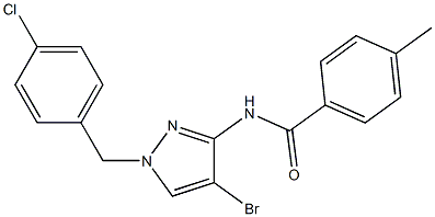 N-[4-bromo-1-(4-chlorobenzyl)-1H-pyrazol-3-yl]-4-methylbenzamide Struktur