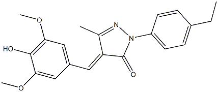 2-(4-ethylphenyl)-4-(4-hydroxy-3,5-dimethoxybenzylidene)-5-methyl-2,4-dihydro-3H-pyrazol-3-one Struktur