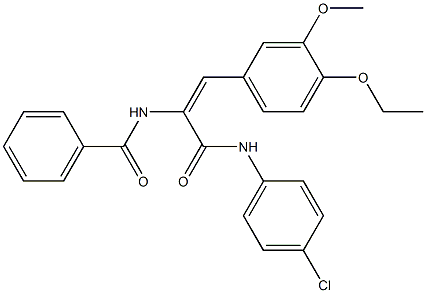 N-[1-[(4-chloroanilino)carbonyl]-2-(4-ethoxy-3-methoxyphenyl)vinyl]benzamide Struktur