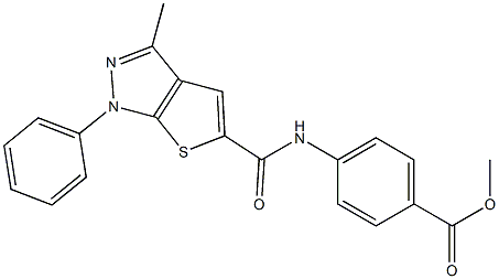 methyl 4-{[(3-methyl-1-phenyl-1H-thieno[2,3-c]pyrazol-5-yl)carbonyl]amino}benzoate Struktur