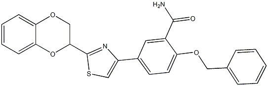 2-(benzyloxy)-5-[2-(2,3-dihydro-1,4-benzodioxin-2-yl)-1,3-thiazol-4-yl]benzamide Struktur