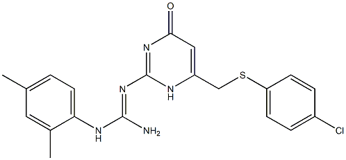 N''-(6-{[(4-chlorophenyl)sulfanyl]methyl}-4-oxo-1,4-dihydropyrimidin-2-yl)-N-(2,4-dimethylphenyl)guanidine Struktur