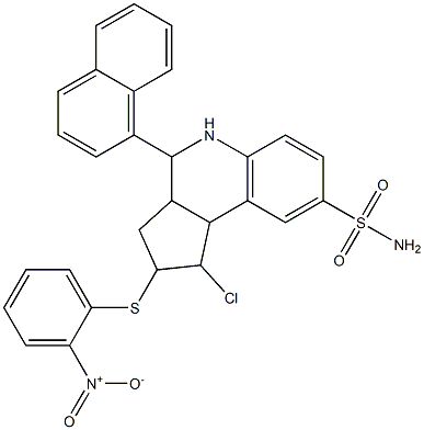 1-chloro-2-({2-nitrophenyl}sulfanyl)-4-(1-naphthyl)-2,3,3a,4,5,9b-hexahydro-1H-cyclopenta[c]quinoline-8-sulfonamide Struktur