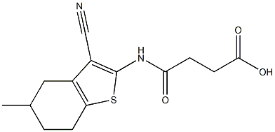 4-[(3-cyano-5-methyl-4,5,6,7-tetrahydro-1-benzothien-2-yl)amino]-4-oxobutanoic acid Struktur